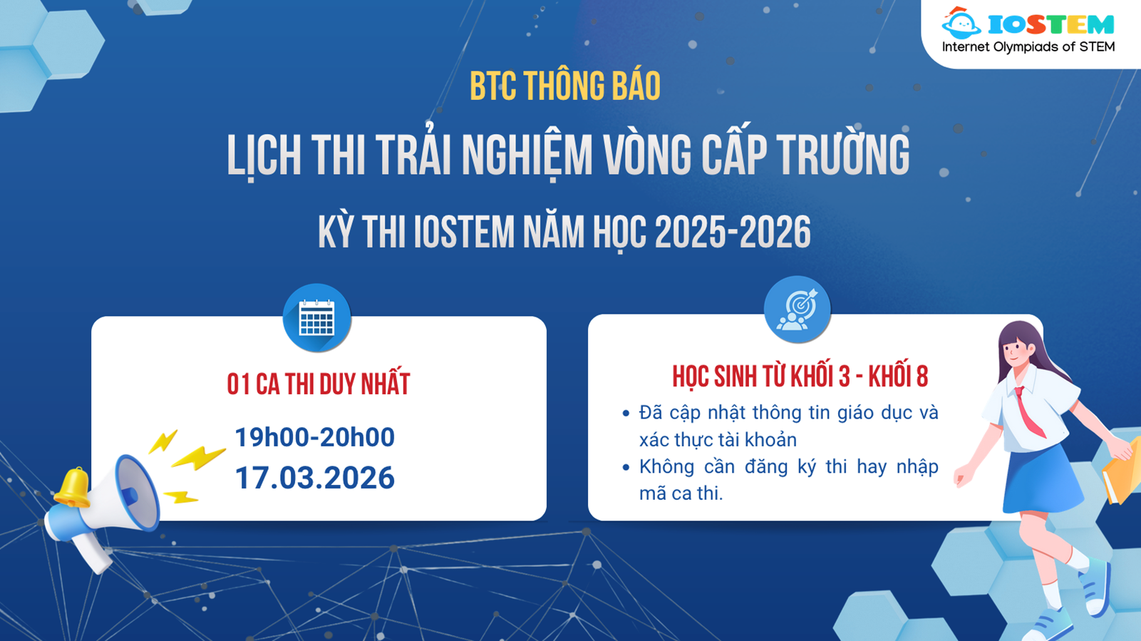 Thông báo tổ chức thi trải nghiệm - kỳ thi IOSTEM cấp trường 2025-2026