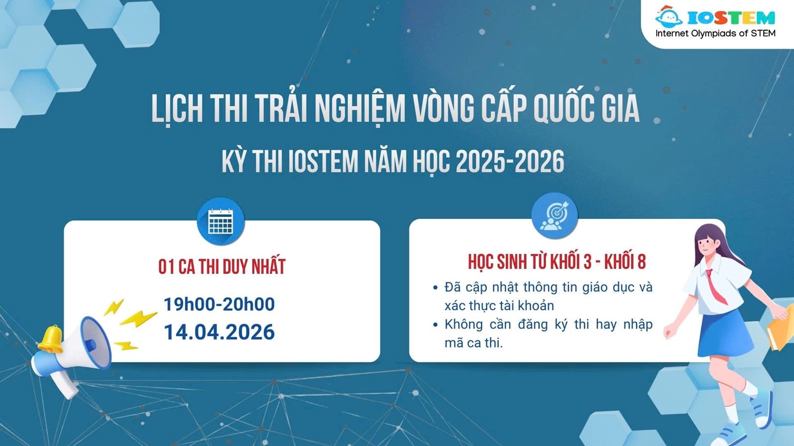 Thông báo tổ chức thi trải nghiệm - kỳ thi IOSTEM cấp quốc gia năm học 2025-2026