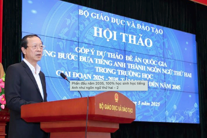 Image Phấn đấu năm 2035, 100% học sinh học tiếng Anh như ngôn ngữ thứ hai
